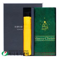 우산 타올 세트_송월 3단 컬러무지+메리크리스마스 콤보 세트, 수건, 타월